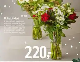 Føtex Håndbundet buket med 4 bundter blomster og grønt tilbud