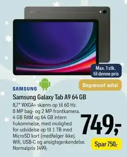 Føtex Samsung Galaxy Tab A9 64 GB tilbud