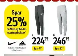 Føtex Spar 25% på Nike og Adidas træningsbukser tilbud