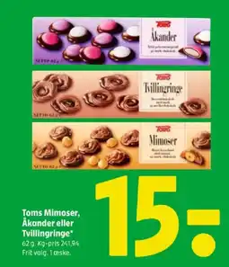 Coop 365 Toms Mimoser, Åkander eller Tvillingringe* tilbud