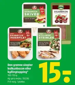 Coop 365 Den grønne slagter kalkunbacon eller kyllingtopping* tilbud