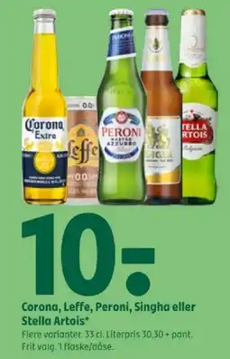 Coop 365 Corona, Leffe, Peroni, Singha eller Stella Artois tilbud