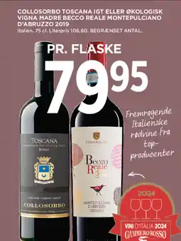 MENY Collosorbo Toscana IGT eller økologisk Vigna Madre Becco reale montepulciano d'abruzzo 2019 tilbud