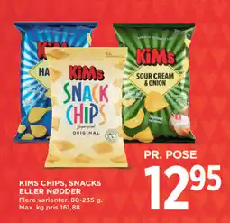 MENY Kims chips, snacks eller nødder tilbud