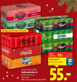 Lidl COCA-COLA/TUBORG Sodavand eller øl tilbud
