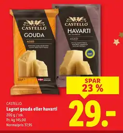 Lidl CASTELLO Lagret gouda eller havarti tilbud