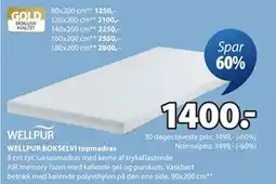 JYSK WELLPUR BOKSELVI topmadras tilbud