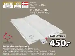 JYSK ROYAL gåsedunsdyne, baby tilbud