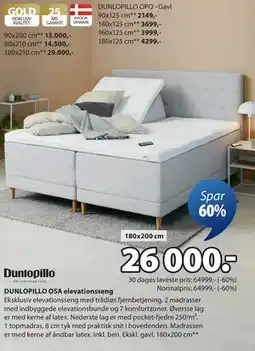 JYSK DUNLOPILLO OSA elevationsseng tilbud