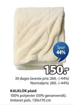 JYSK KALKLOK plaid tilbud