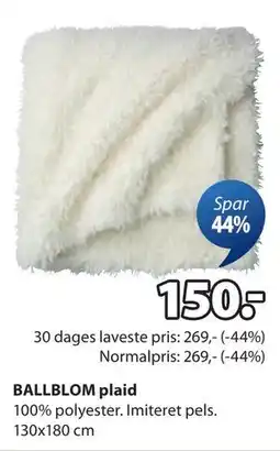 JYSK BALLBLOM plaid tilbud