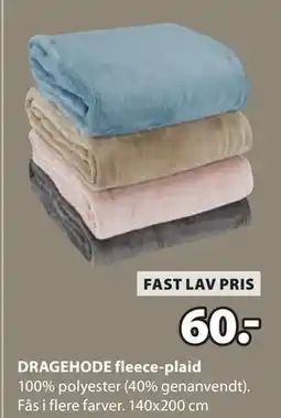 JYSK DRAGEHODE fleece-plaid tilbud