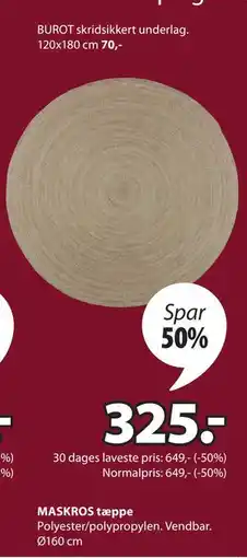 JYSK MASKROS tæppe tilbud