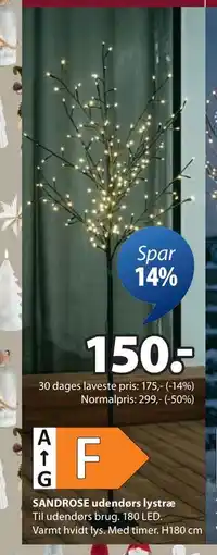 JYSK SANDROSE udendørs lystræ tilbud