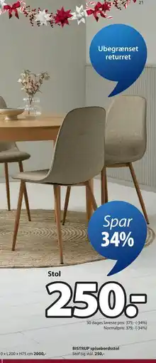 JYSK BISTRUP spisebordsstol tilbud