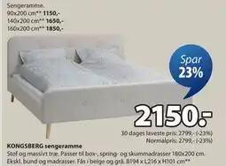 JYSK KONGSBERG sengeramme tilbud