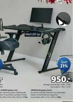 JYSK LINDHOLM gamer-bord tilbud