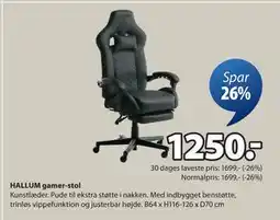 JYSK HALLUM gamer-stol tilbud