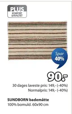 JYSK SUNDBORN bademåtte tilbud