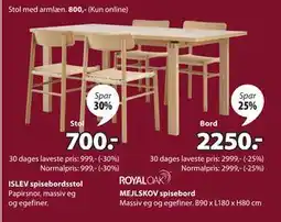 JYSK MEJLSKOV spisebord tilbud