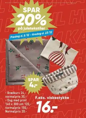 Bilka SPAR 20% på juletekstiler tilbud