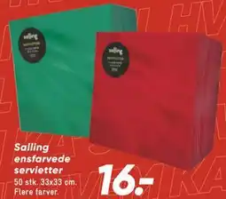 Bilka Salling ensfarvede servietter tilbud