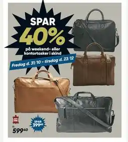 Bilka SPAR 40% på weekend- eller kontortasker i skind tilbud