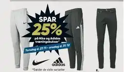 Bilka SPAR 25% på Nike og Adidas træningsbukser tilbud