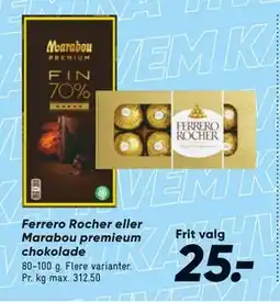 Bilka Ferrero Rocher eller Marabou premieum chokolade tilbud