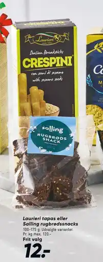 Bilka Laurieri tapas eller Salling rugbrødssnacks tilbud