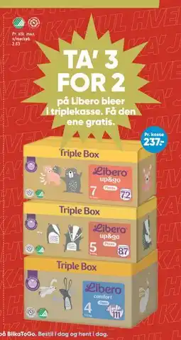 Bilka TA' 3 FOR 2 på Libero bleer Ai triplekasse. Få den ene gratis tilbud
