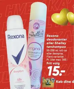 Bilka Rexona deodoranter eller Shelley tørshampoo tilbud