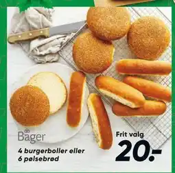 Bilka 4 burgerboller eller 6 pølsebrød tilbud