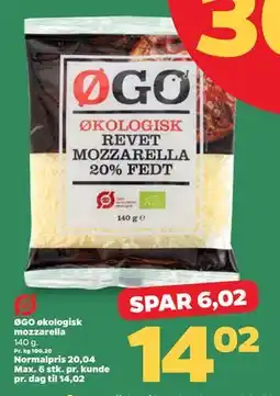 Netto ØGO økologisk mozzarella tilbud