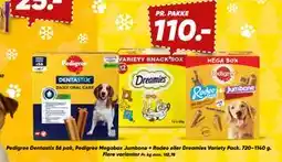 Bilka Pedigree Dentastix 56 pak, Pedigree Megabox Jumbone + Rodeo eller Dreamies Variety Pack tilbud
