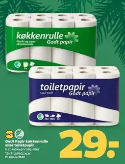 Netto Godt Papir køkkenrulle eller toiletpapir tilbud