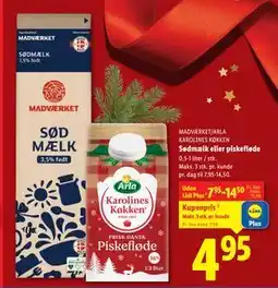 Lidl Sødmælk eller piskefløde, App-pris tilbud