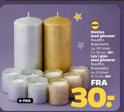 Netto Lys i glas med glimmer tilbud