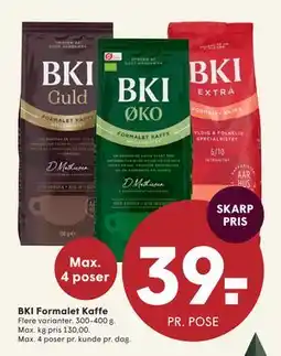 SPAR BKI Formalet Kaffe tilbud