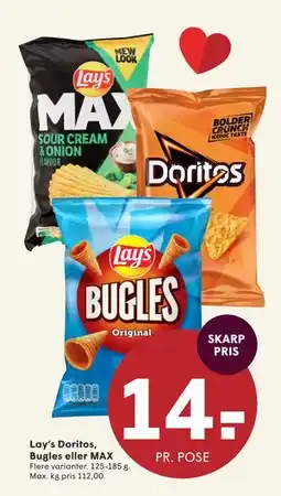 SPAR Lay’s Doritos, Bugles eller MAX tilbud