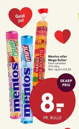 SPAR Mentos eller Mega Ruller tilbud