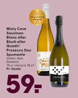 SPAR Misty Cove Sauvinon Blanc eller Blush eller Quadri Prosecco Doc Spumante tilbud