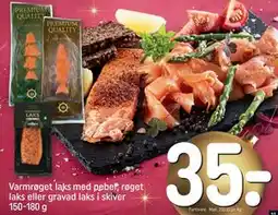 REMA 1000 Varmrøget laks med peber, røget laks eller gravad laks i skiver 150-180 g tilbud