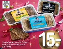 REMA 1000 Stryhn's grovhakket, fransk eller bacon-peber postej 275-400 g tilbud