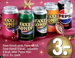 REMA 1000 Faxe Kondi pink, Faxe Kondi, Faxe Kondi 0 kcal., appelsin 0 kcal. eller Pepsi Max 33 cl. Ex. pant tilbud