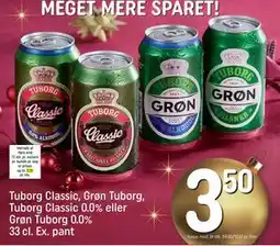 REMA 1000 Tuborg Classic, Grøn Tuborg, Tuborg Classic 0.0% eller Grøn Tuborg 0.0% 33 cl. Ex. pant tilbud