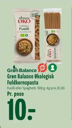 Min Købmand Grøn Balance Økologisk Fuldkornspasta tilbud