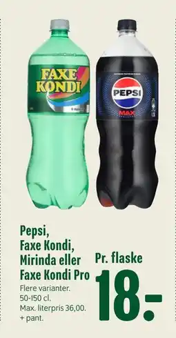 Min Købmand Pepsi, Faxe Kondi, Mirinda eller Faxe Kondi Pro tilbud