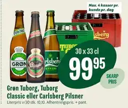 Min Købmand Grøn Tuborg, Tuborg Classic eller Carlsberg Pilsner tilbud