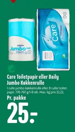 Min Købmand Care Toiletpapir eller Daily Jumbo Køkkenrulle tilbud